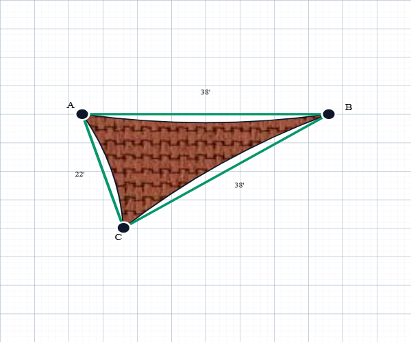 Custom ExtraBlock 330 Shade Sail - Sunblaze - 3 Corner - Technical Drawing