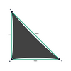 Custom Shadetec 320 Shade Sail - Charcoal Grey - 3 Corner - Technical Drawing