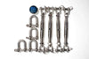 Four-corner Shade Sail hardware kit with stainless steel turnbuckles, D-shackles and thread grease
