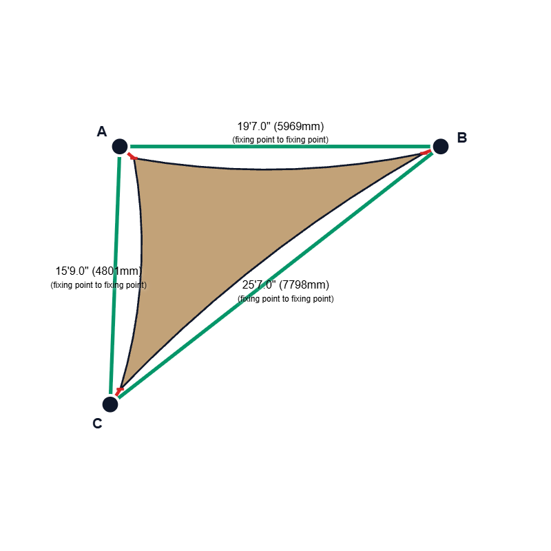 Custom Commercial 95 Shade Sail - Desert Sand - 3 Corner