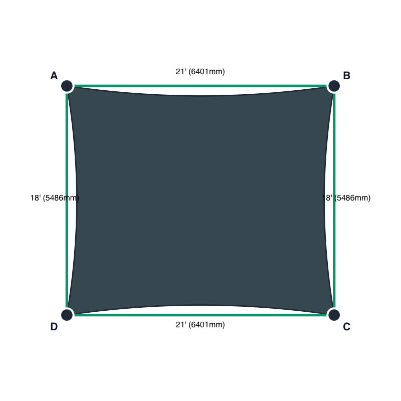 Custom Commercial 95 Shade Sail - Charcoal - 4 Corner