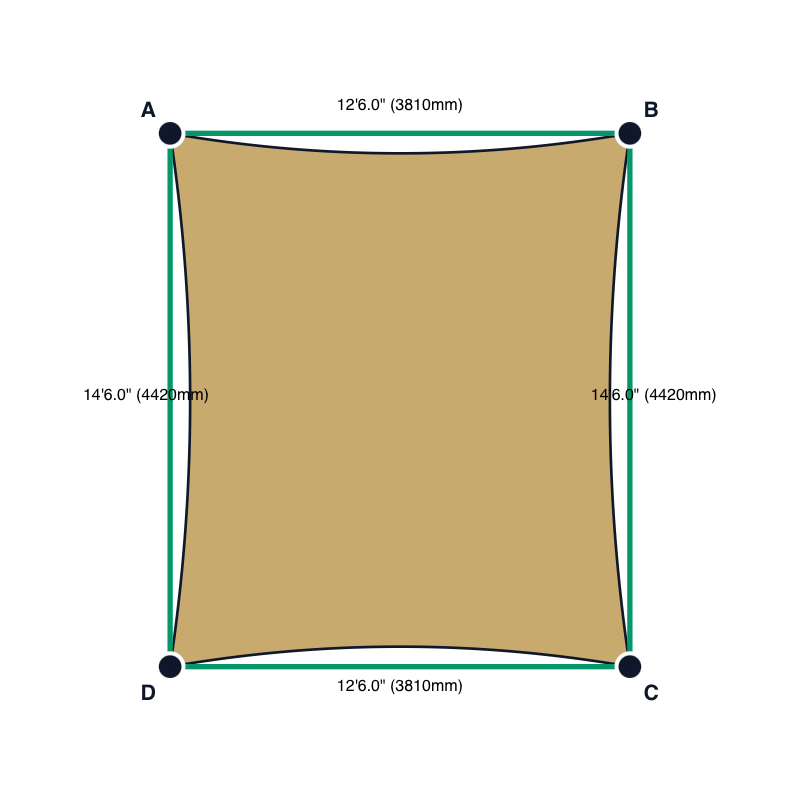 Custom Monotec 370 Shade Sail - Karloo Sand - 4 Corner