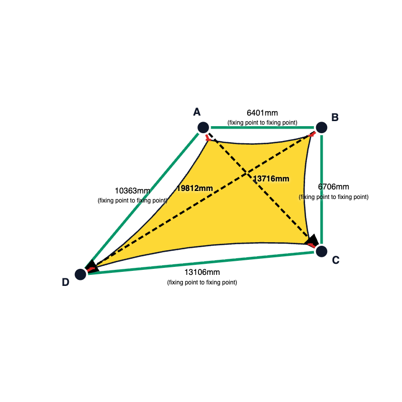 Custom Monotec 370 Shade Sail - Mellow Haze Yellow - 4 Corner