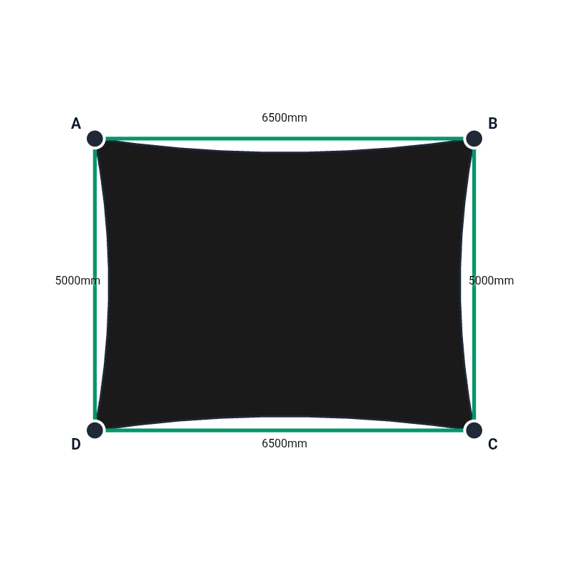Custom Monotec 370 Shade Sail - Domino Black - 4 Corner