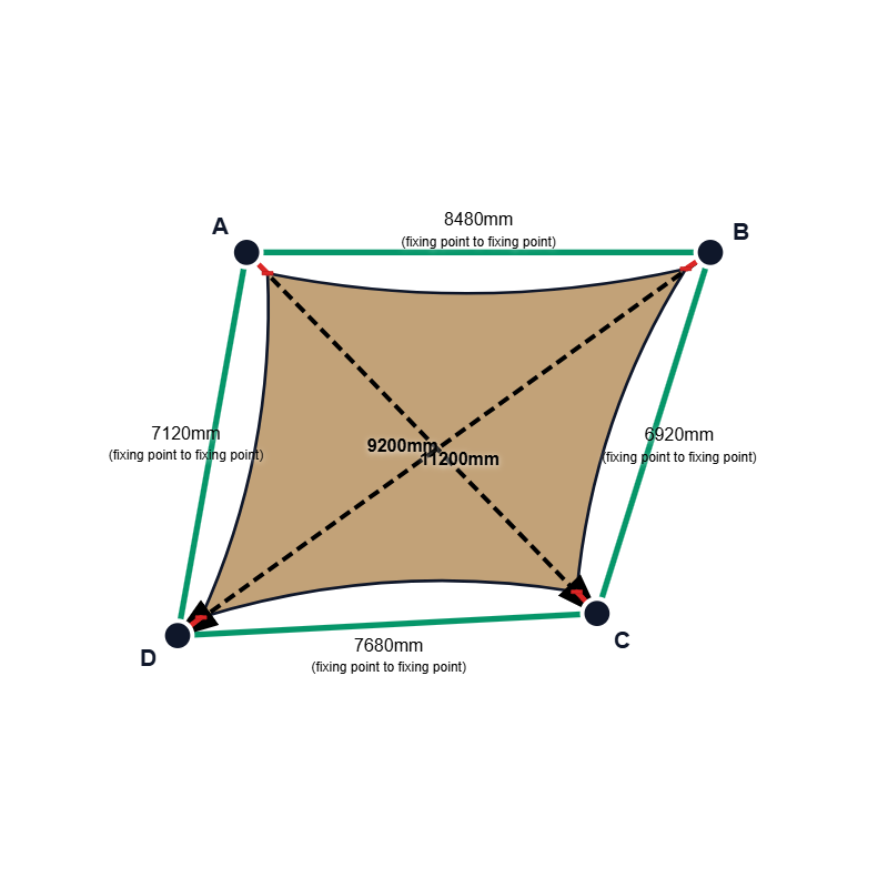 Custom Shadetec 320 Shade Sail - Desert Sand - 4 Corner