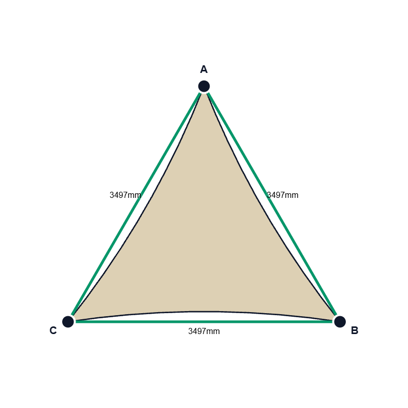 Custom Commercial 95 Shade Sail - Natural - 3 Corner