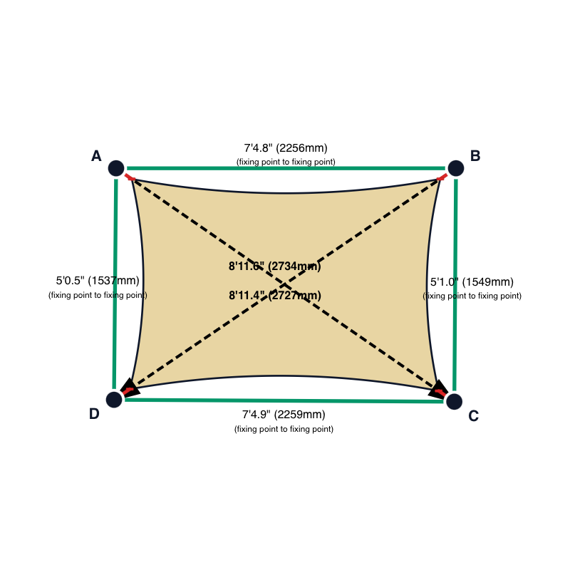 Custom Monotec 370 Shade Sail - Chino Cream - 4 Corner