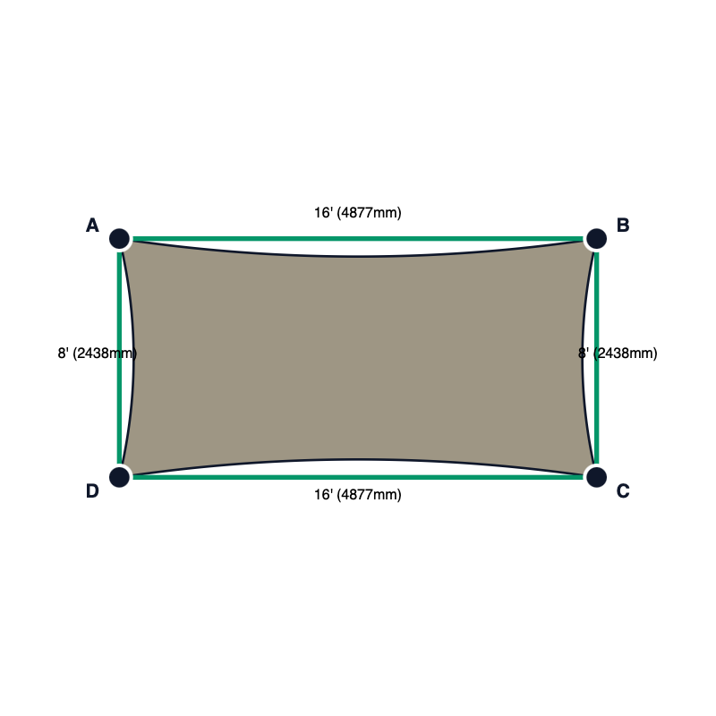 Custom Commercial 95 Shade Sail - Stone - 4 Corner
