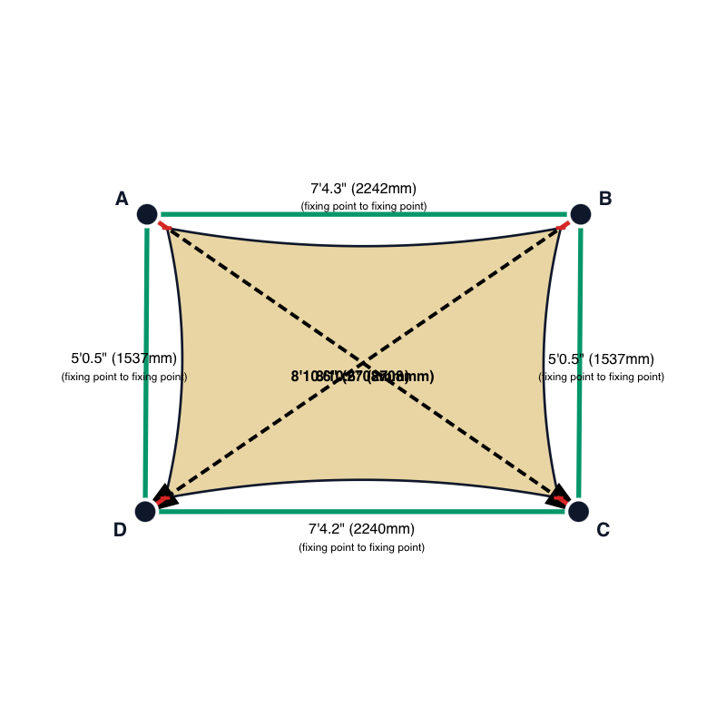 Custom Monotec 370 Shade Sail - Chino Cream - 4 Corner