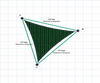 Custom Monotec 370 Shade Sail - Koonunga Green - 3 Corner - Technical Drawing