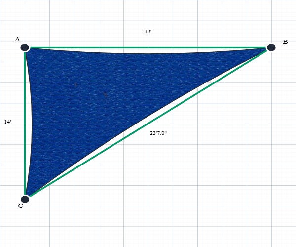 Custom Shadetec 320 Shade Sail - Ocean Blue - 3 Corner