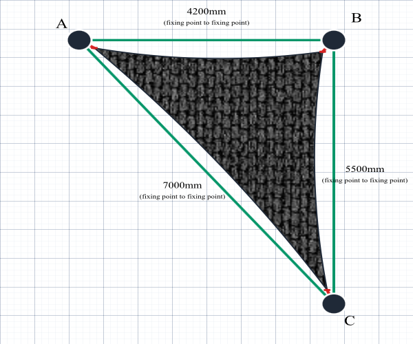Custom ExtraBlock 330 Shade Sail - Charcoal - 3 Corner