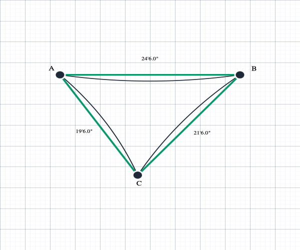 Custom Monotec 370 Shade Sail - Jazzberry Purple - 3 Corner - Technical Drawing