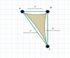Custom Monotec 370 Shade Sail - Karloo Sand - 3 Corner - Technical Drawing