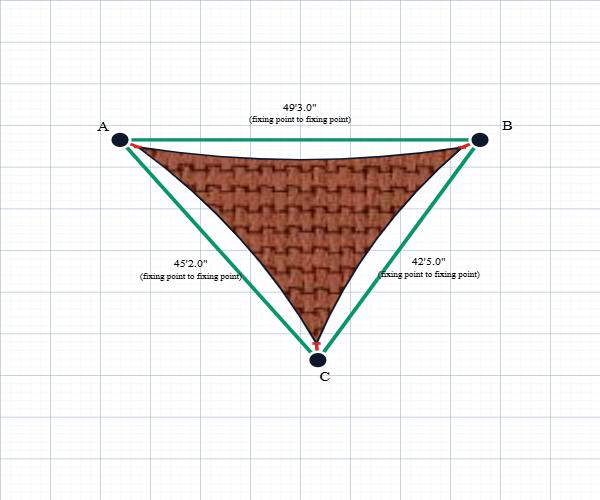 Custom ExtraBlock 330 Shade Sail - Sunblaze - 3 Corner - Technical Drawing