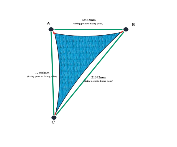Custom Commercial 95 Shade Sail - Bluebird - 3 Corner