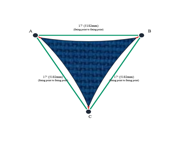 Custom ExtraBlock 330 Shade Sail - True Blue - 3 Corner