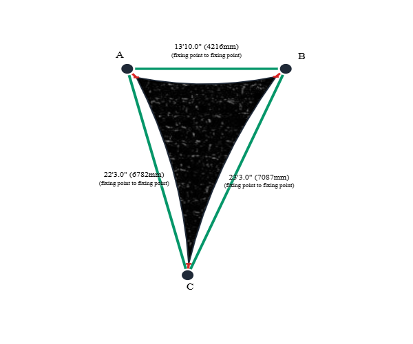 Custom Commercial 95 Shade Sail - Black - 3 Corner