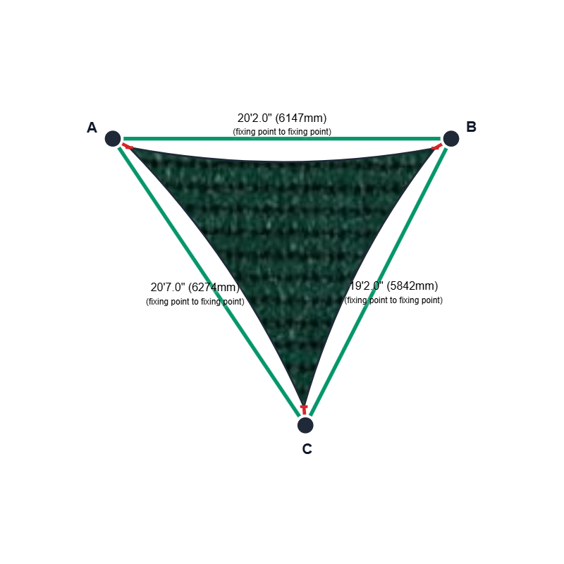 Custom ExtraBlock 330 Shade Sail - Forest Green - 3 Corner