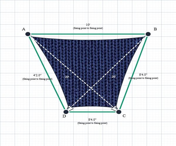 Custom Monotec 370 Shade Sail - Sheba Navy - 4 Corner