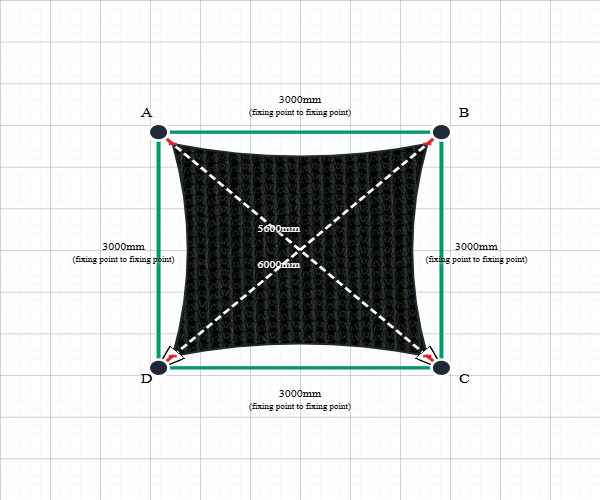 Custom Monotec 370 Shade Sail - Domino Black - 4 Corner