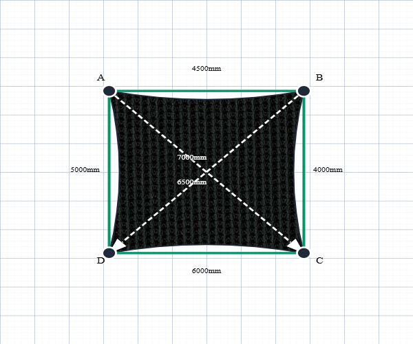 Custom Monotec 370 Shade Sail - Domino Black - 4 Corner