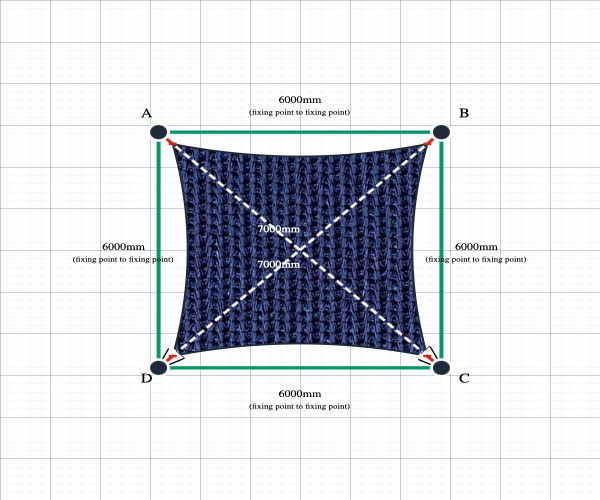Custom Monotec 370 Shade Sail - Sheba Navy - 4 Corner
