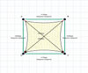 Custom Shadetec 320 Shade Sail - Coastal Cream - 4 Corner - Technical Drawing