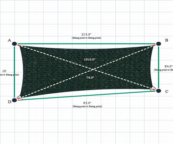 Custom Shadetec 320 Shade Sail - Forest Green - 4 Corner