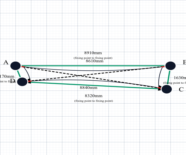 Custom Monotec 370 Shade Sail - Karloo Sand - 4 Corner - Technical Drawing