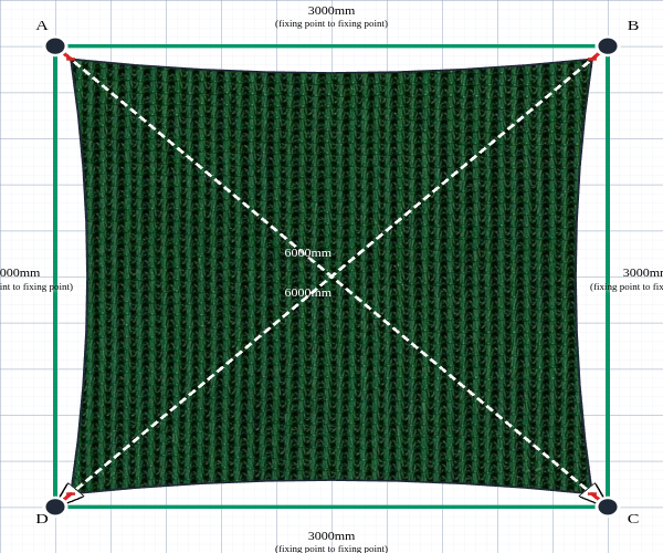 Custom Monotec 370 Shade Sail - Koonunga Green - 4 Corner