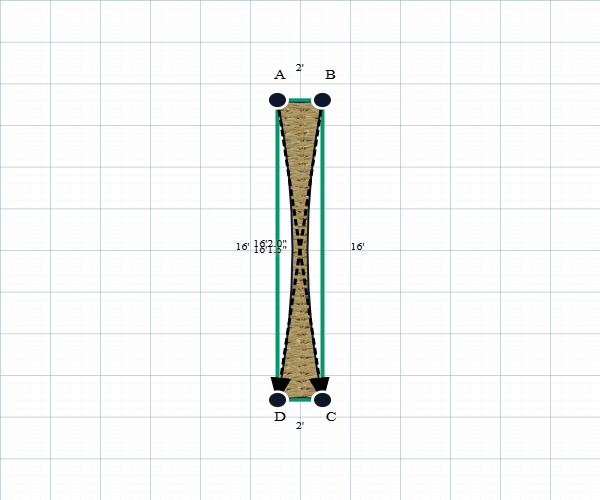 Custom Shadetec 320 Shade Sail - Desert Sand - 4 Corner - Technical Drawing