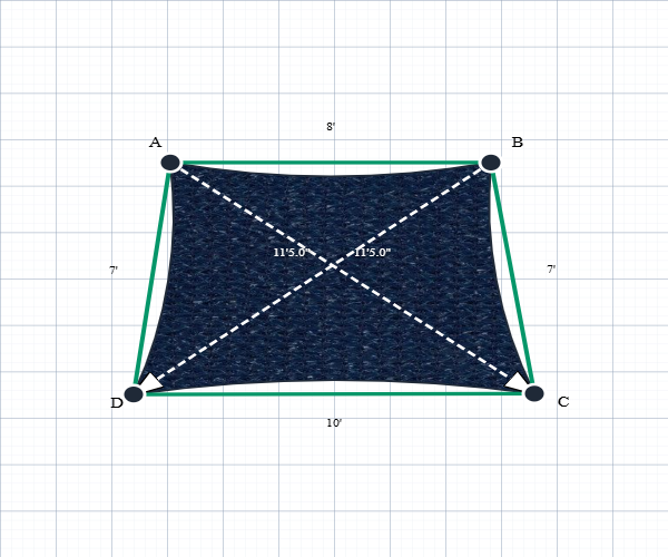 Custom Shadetec 320 Shade Sail - Deep Sea Navy - 4 Corner