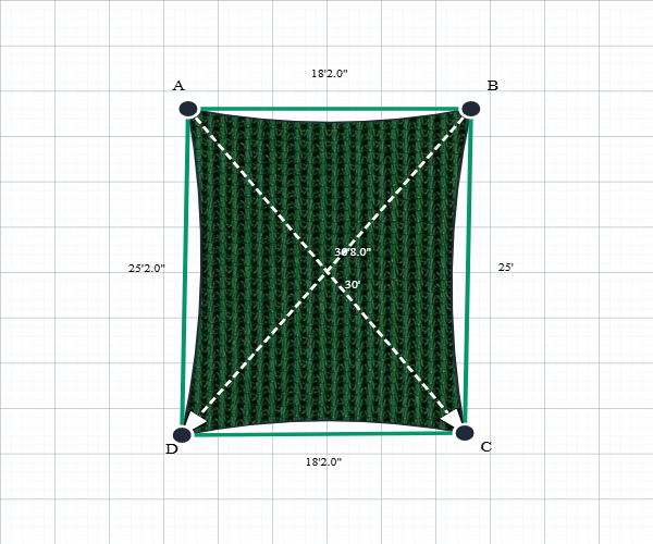 Custom Monotec 370 Shade Sail - Koonunga Green - 4 Corner