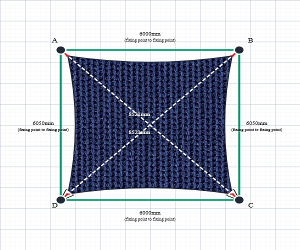 Custom Monotec 370 Shade Sail - Sheba Navy - 4 Corner