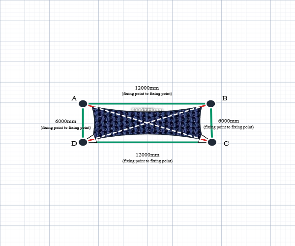 Custom Monotec 370 Shade Sail - Sheba Navy - 4 Corner