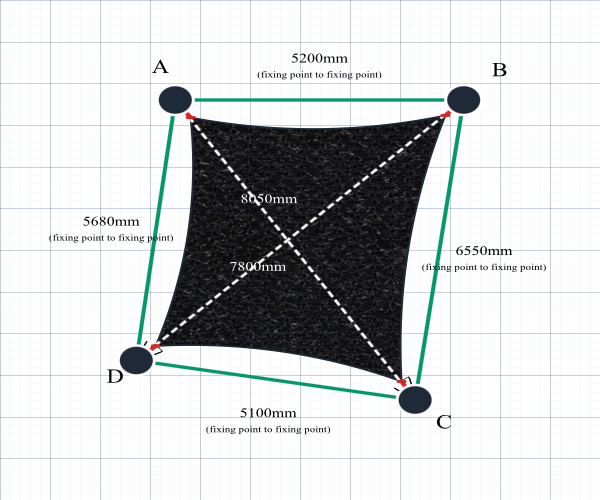 Custom Shadetec 320 Shade Sail - Carbon Black - 4 Corner