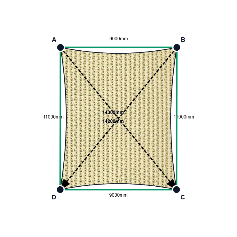 Custom Monotec 370 Shade Sail - Karloo Sand - 4 Corner