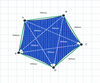 Custom Monotec 370 Shade Sail - Bundena Blue - 5 Corner - Technical Drawing